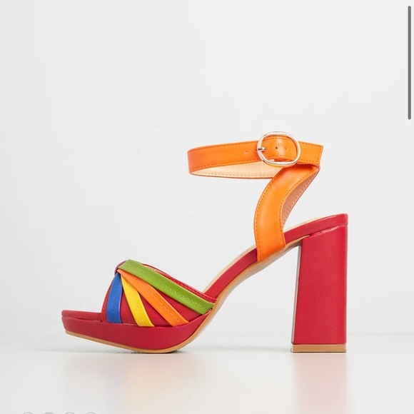 Ribbons in Rainbow Platform Heels - Picture 2 of 6